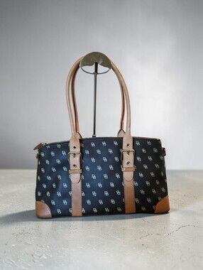 Dooney & Bourke Brown & Gold Monogram Satchel Handbag